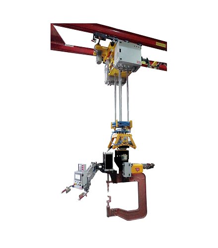 C-Type MFDC IT Gun (TD-820mm, TG-705mm, Tip Force-1500Kgf) mounted on a 5-Axis Manipulator